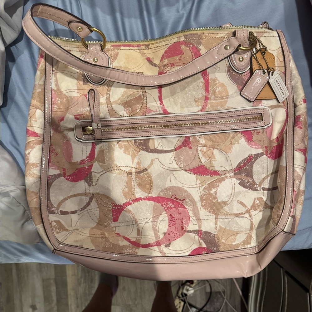 Pink monogram coach bag